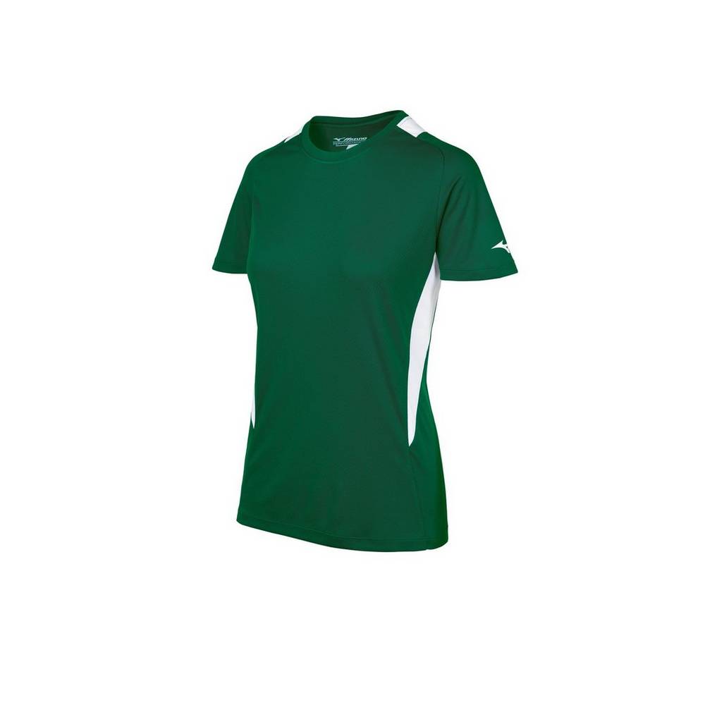 Womens Mizuno Crew Neck Softball Jersey Green/White Philippines (JYAGSQ629)